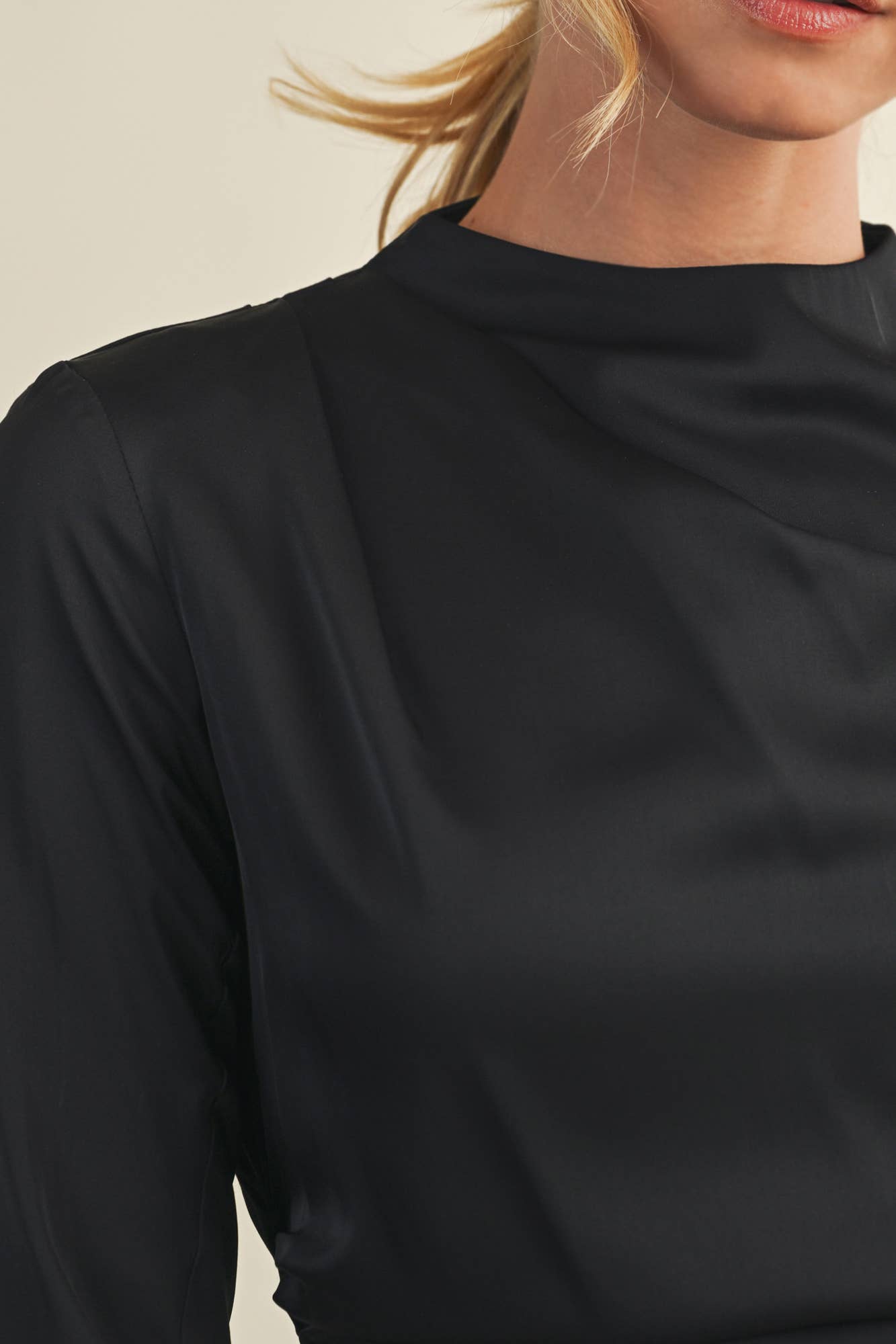 HIGH NECK RUCHED TOP - Shabby 2 Chic Boutiques