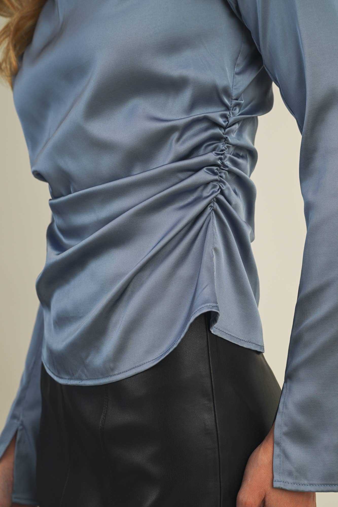 HIGH NECK RUCHED TOP - Shabby 2 Chic Boutiques
