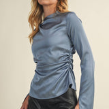 HIGH NECK RUCHED TOP - Shabby 2 Chic Boutiques