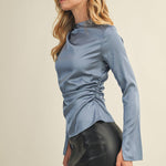 HIGH NECK RUCHED TOP - Shabby 2 Chic Boutiques