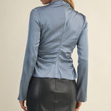 HIGH NECK RUCHED TOP - Shabby 2 Chic Boutiques
