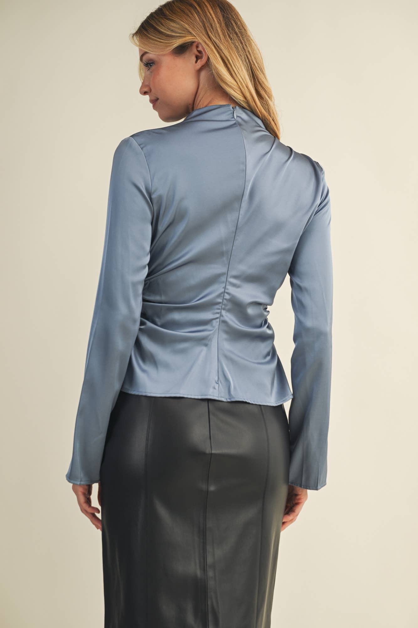 HIGH NECK RUCHED TOP - Shabby 2 Chic Boutiques