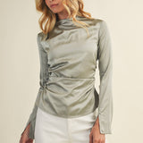 HIGH NECK RUCHED TOP - Shabby 2 Chic Boutiques