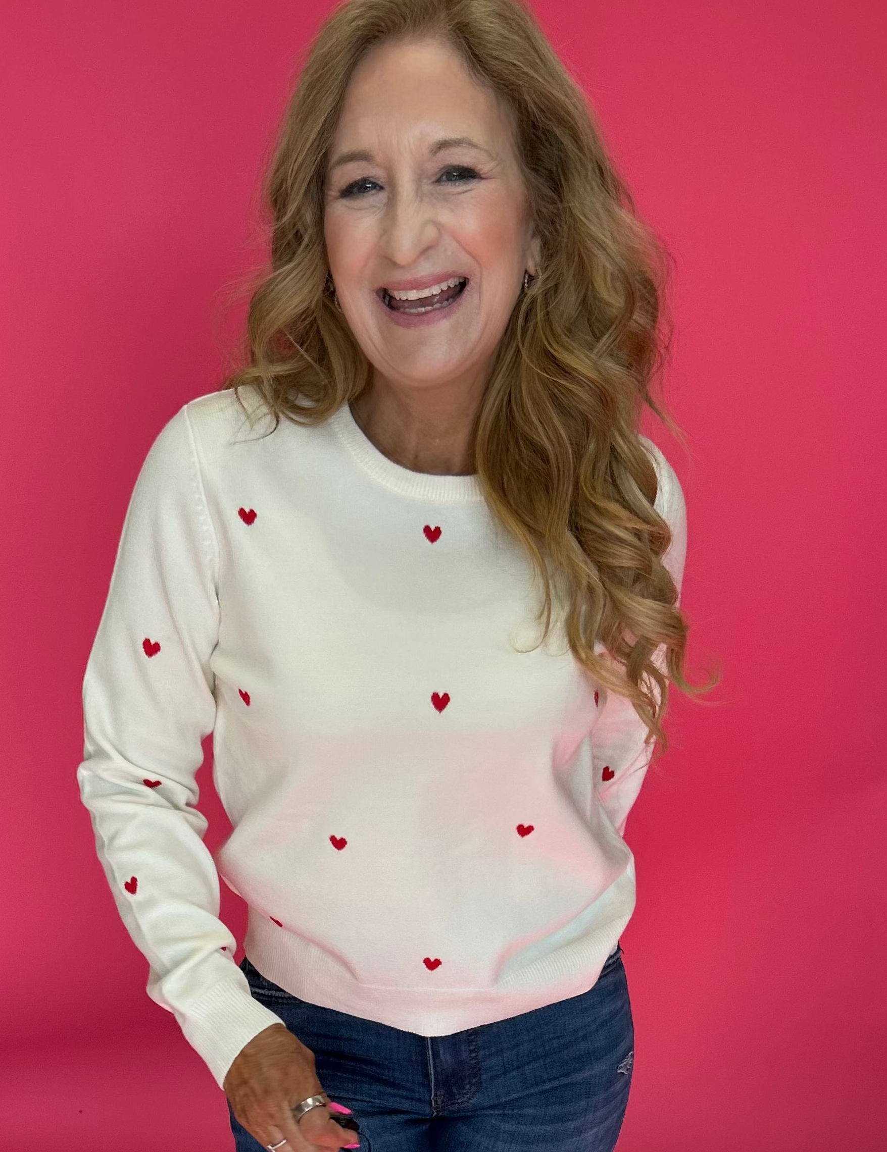 Hearts Aflutter Crewneck Sweater