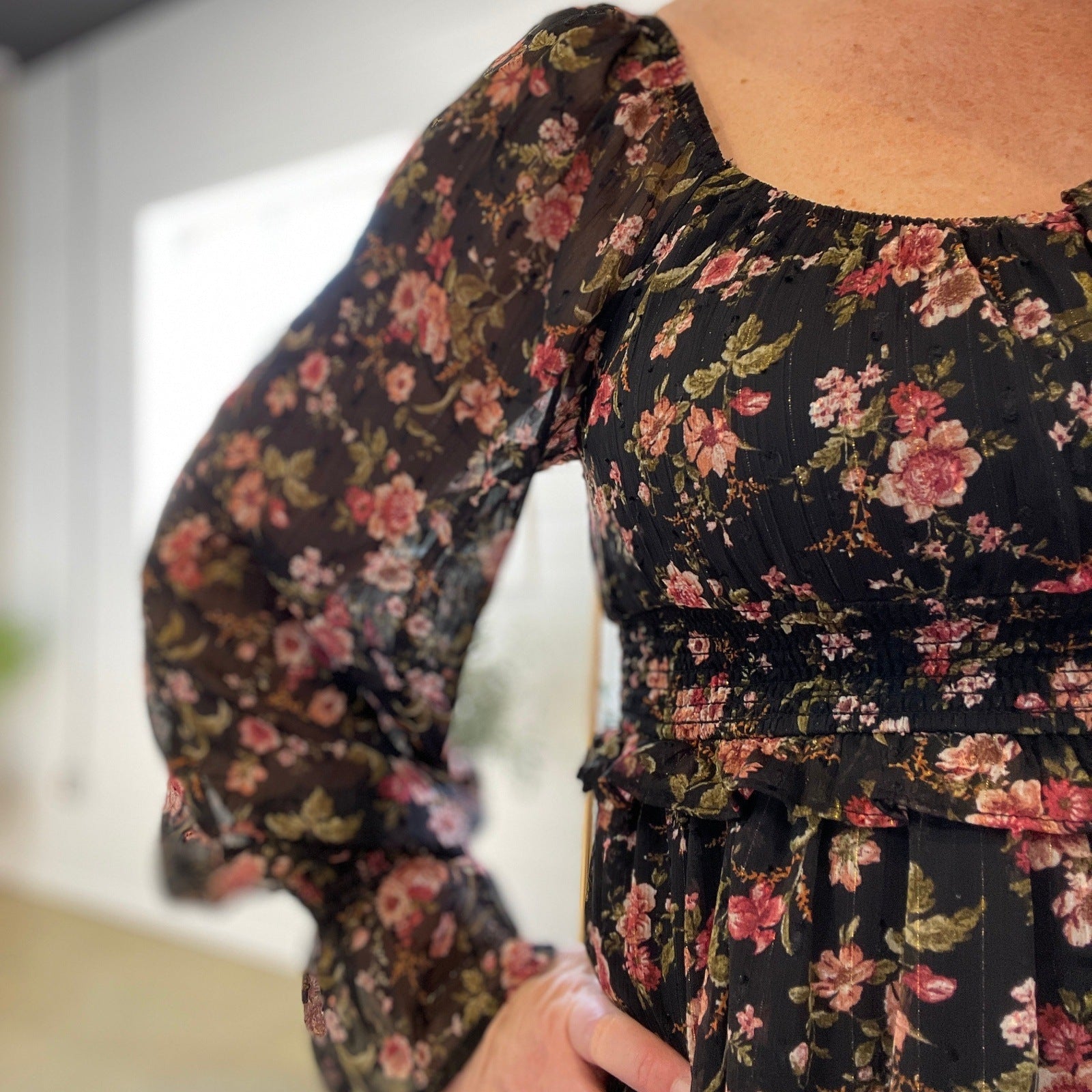 Here I Come Floral Midi Dress