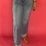 Hidden Ella Cuffed Dad Jeans – Medium Wash 28" Inseam