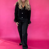 High Rise Faux Leather Denim in Black Hidden Jean