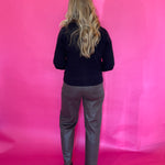 High Rise Faux Leather Denim in Brown Hidden Jean