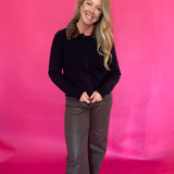 High Rise Faux Leather Denim in Brown Hidden Jean