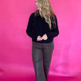 High Rise Faux Leather Denim in Brown Hidden Jean