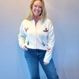 Holly Jolly Embroidered Christmas Cardigan