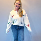 Holly Jolly Embroidered Christmas Cardigan