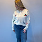 Holly Jolly Embroidered Christmas Cardigan