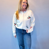 Holly Jolly Embroidered Christmas Cardigan