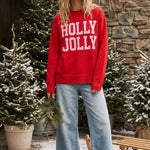 Holly Jolly Red Oversized Christmas Sweater
