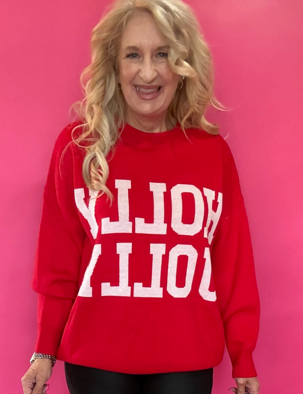 Holly Jolly Red Oversized Christmas Sweater