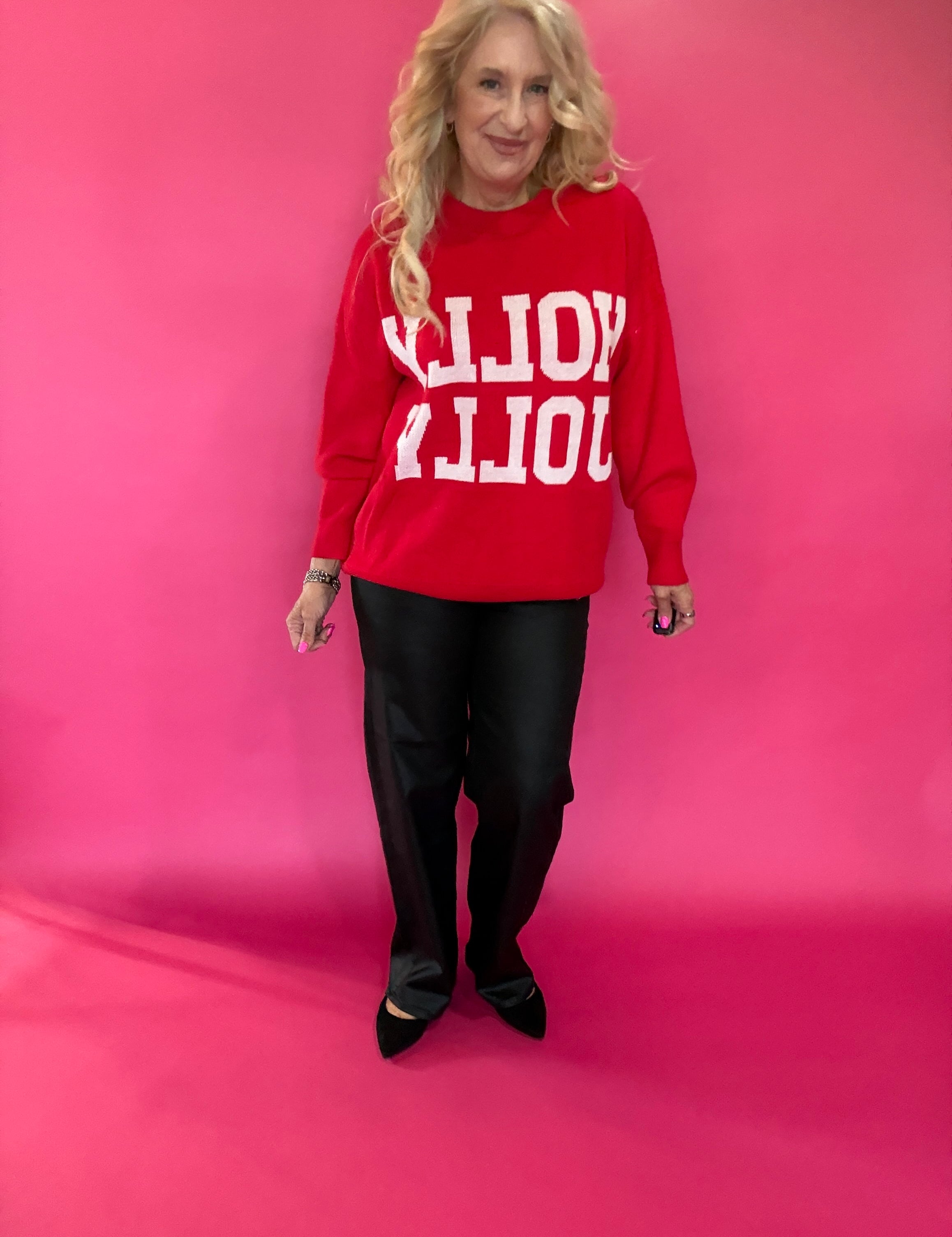 Holly Jolly Red Oversized Christmas Sweater