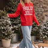 Holly Jolly Red Oversized Christmas Sweater