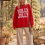 Holly Jolly Red Oversized Christmas Sweater