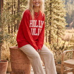 Holly Jolly Red Oversized Christmas Sweater