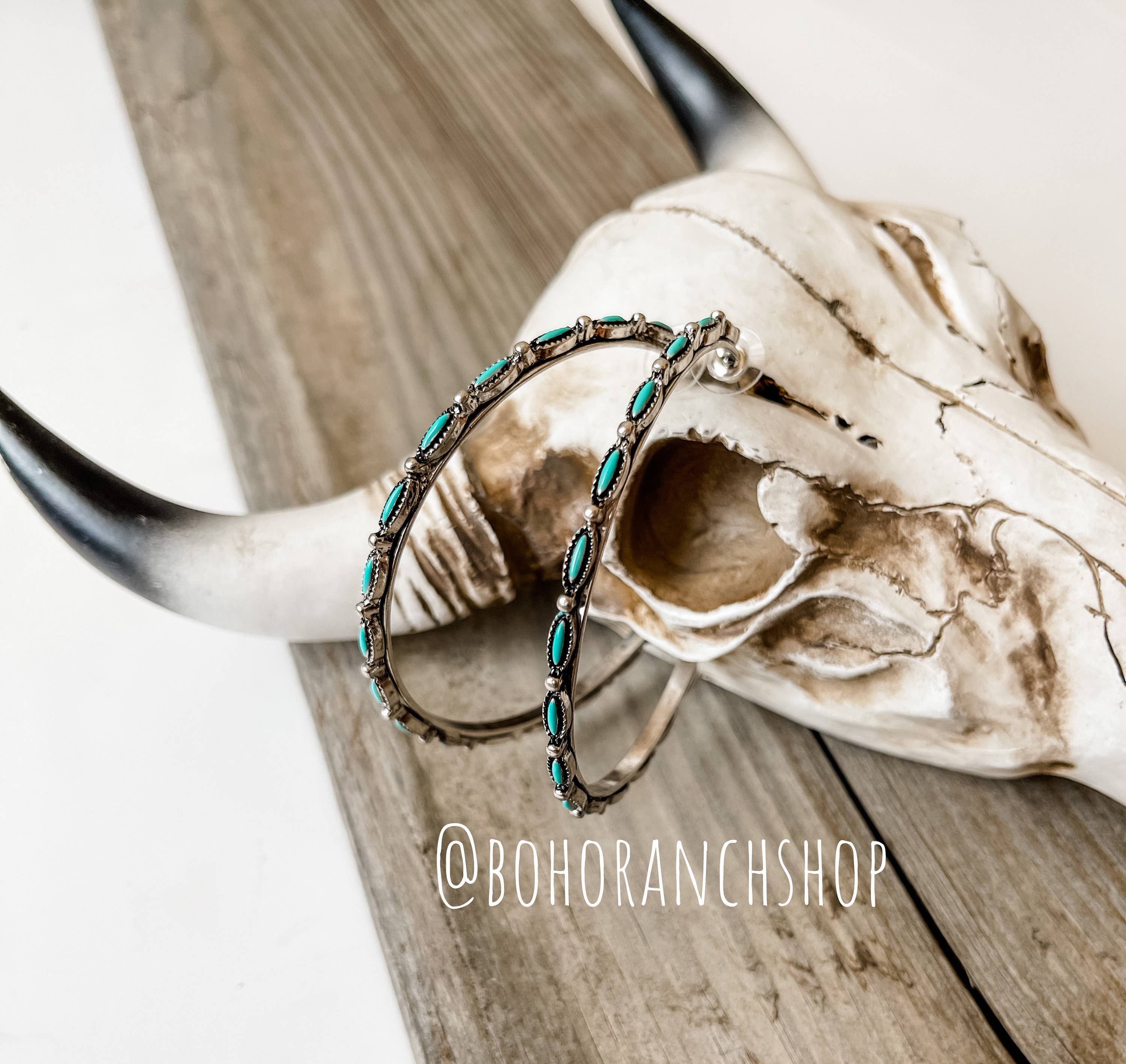 Hoop Turquoise Stone Earrings