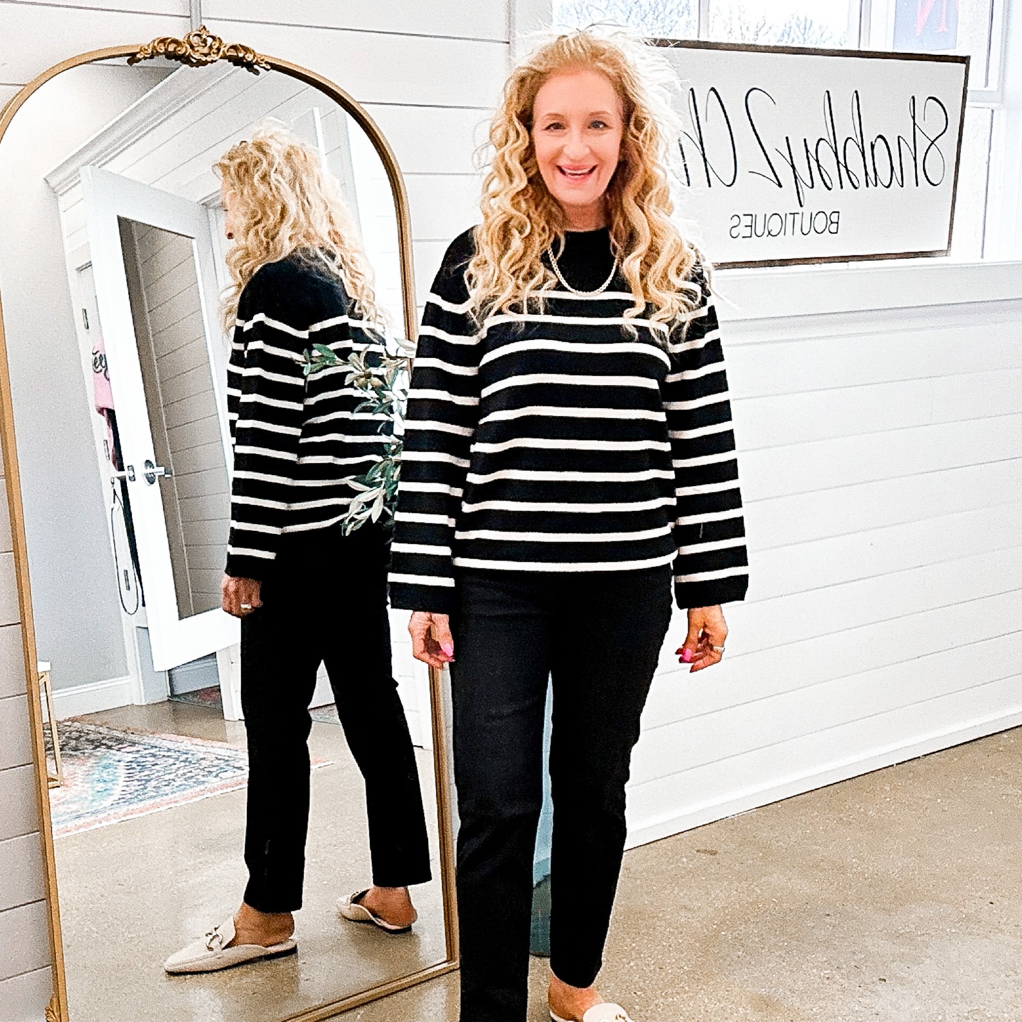 All The Time Striped Pullover Sweater in Black & White