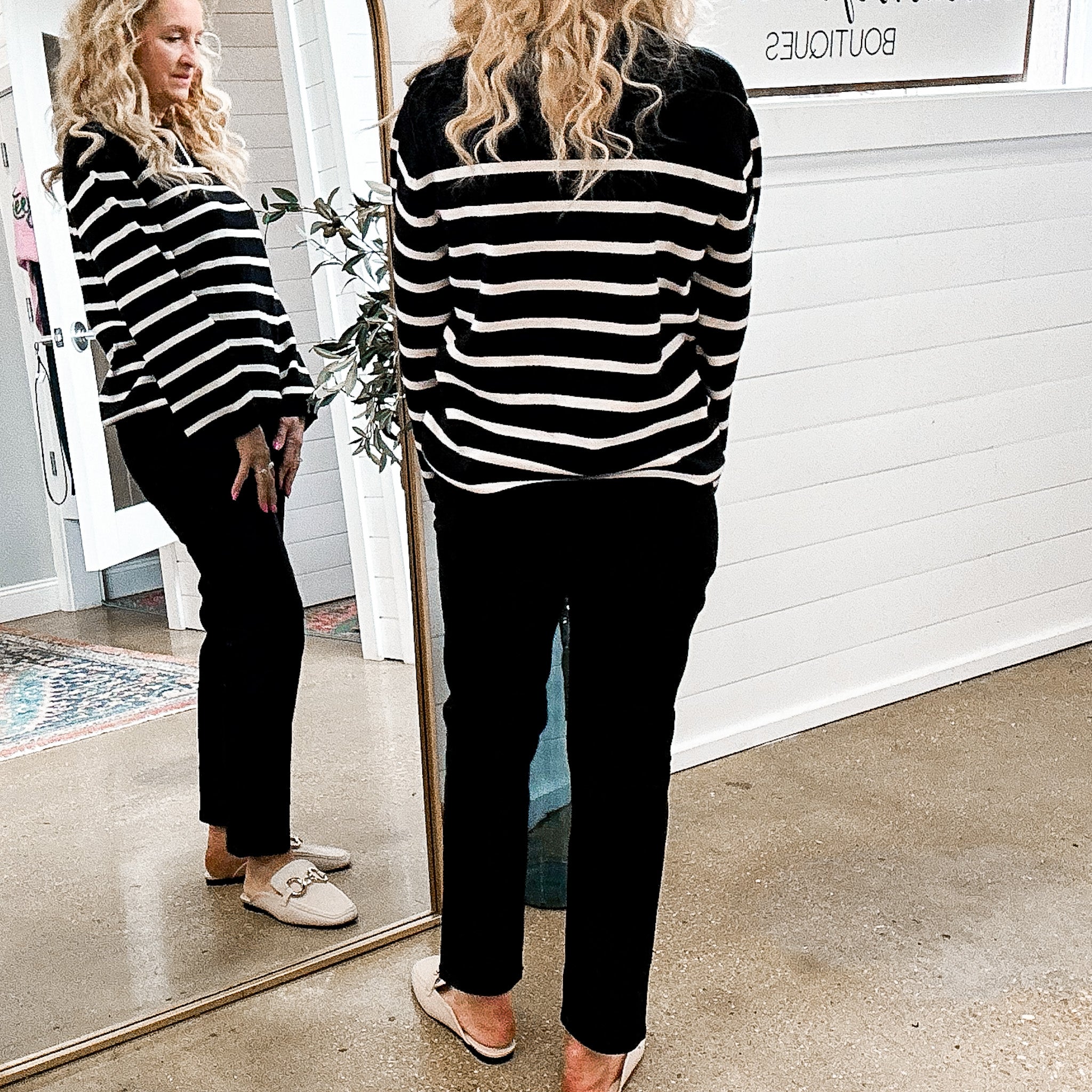 All The Time Striped Pullover Sweater in Black & White