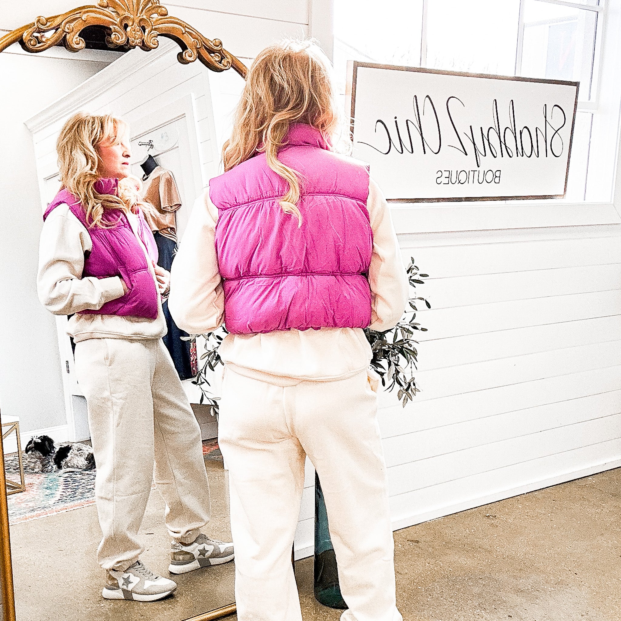 Abby Pocketed Puffer Vest in Orchid