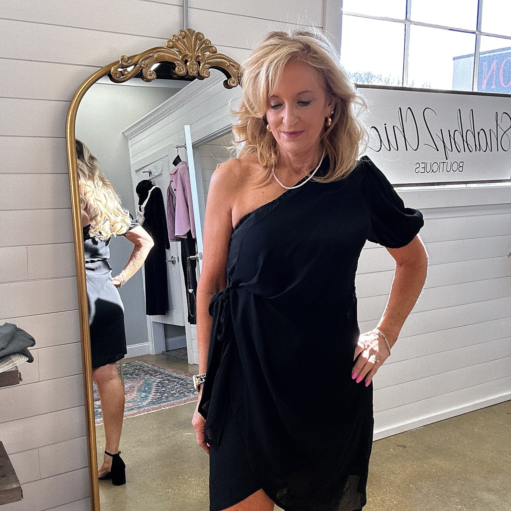 Night Out One Shoulder Dress in Black