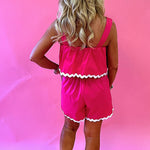 Rachael Wavy Trim Romper in Pink