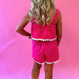 Rachael Wavy Trim Romper in Pink