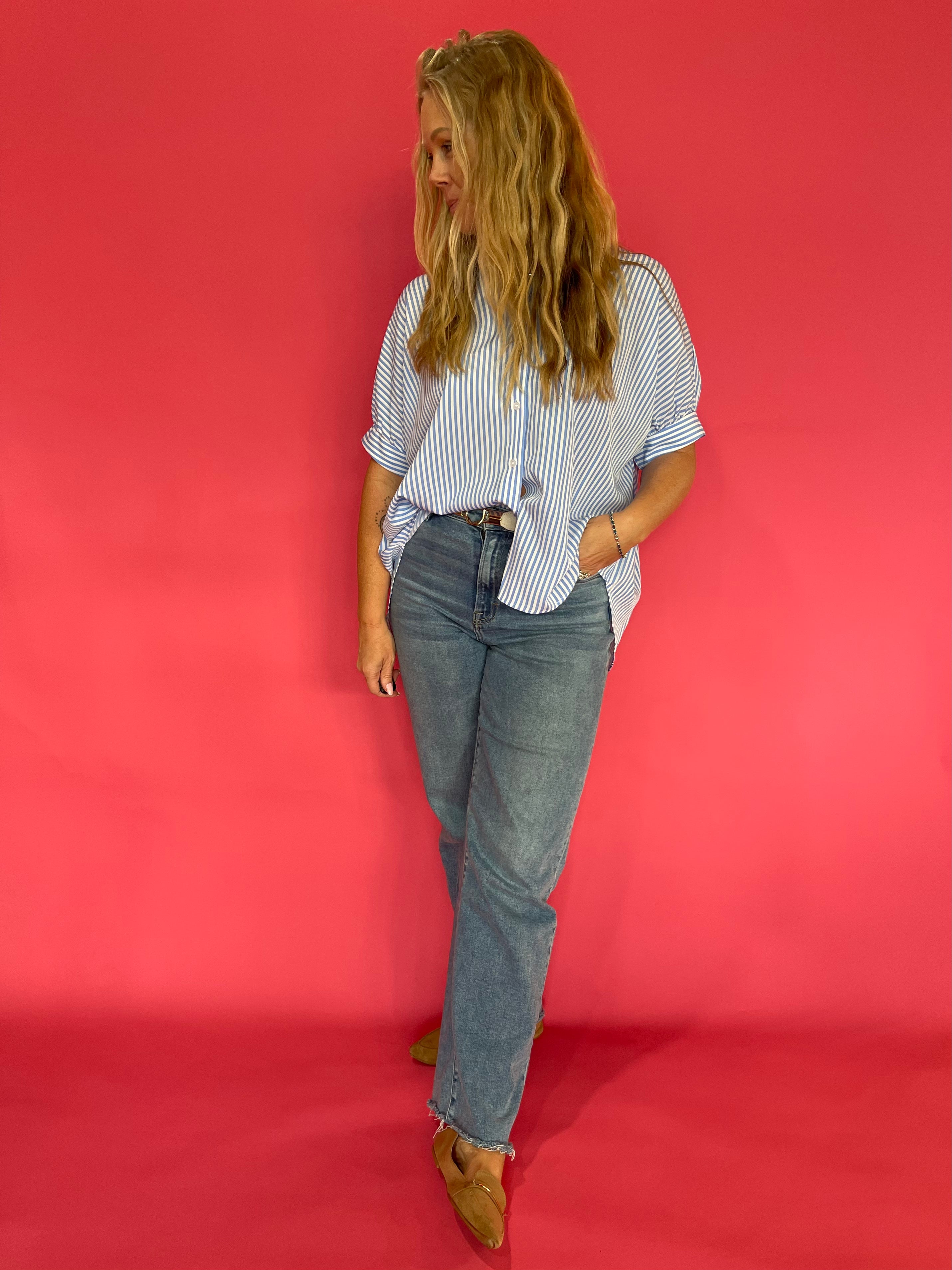The Do-It-All Oversized Button Down in Blue