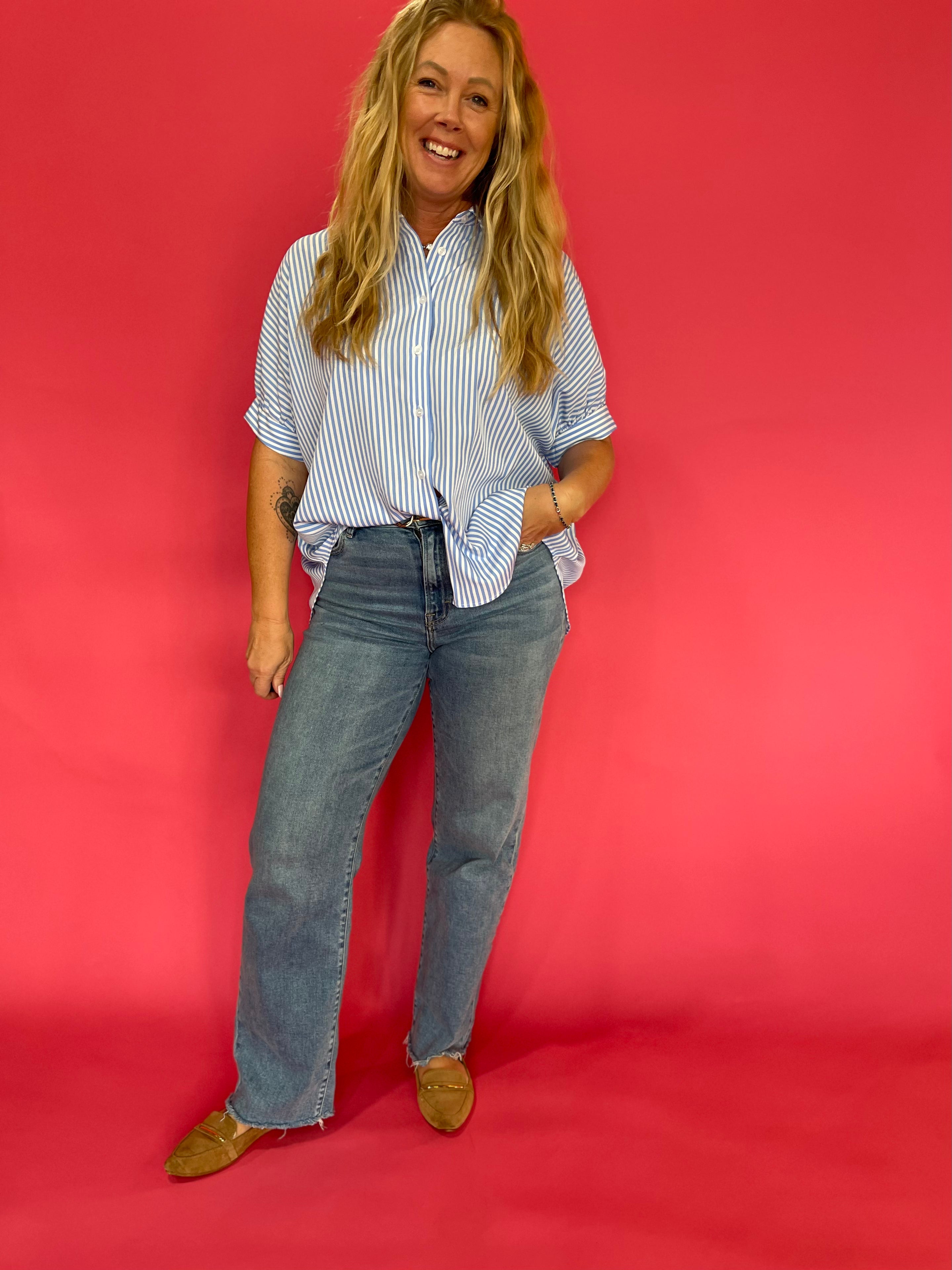 The Do-It-All Oversized Button Down in Blue