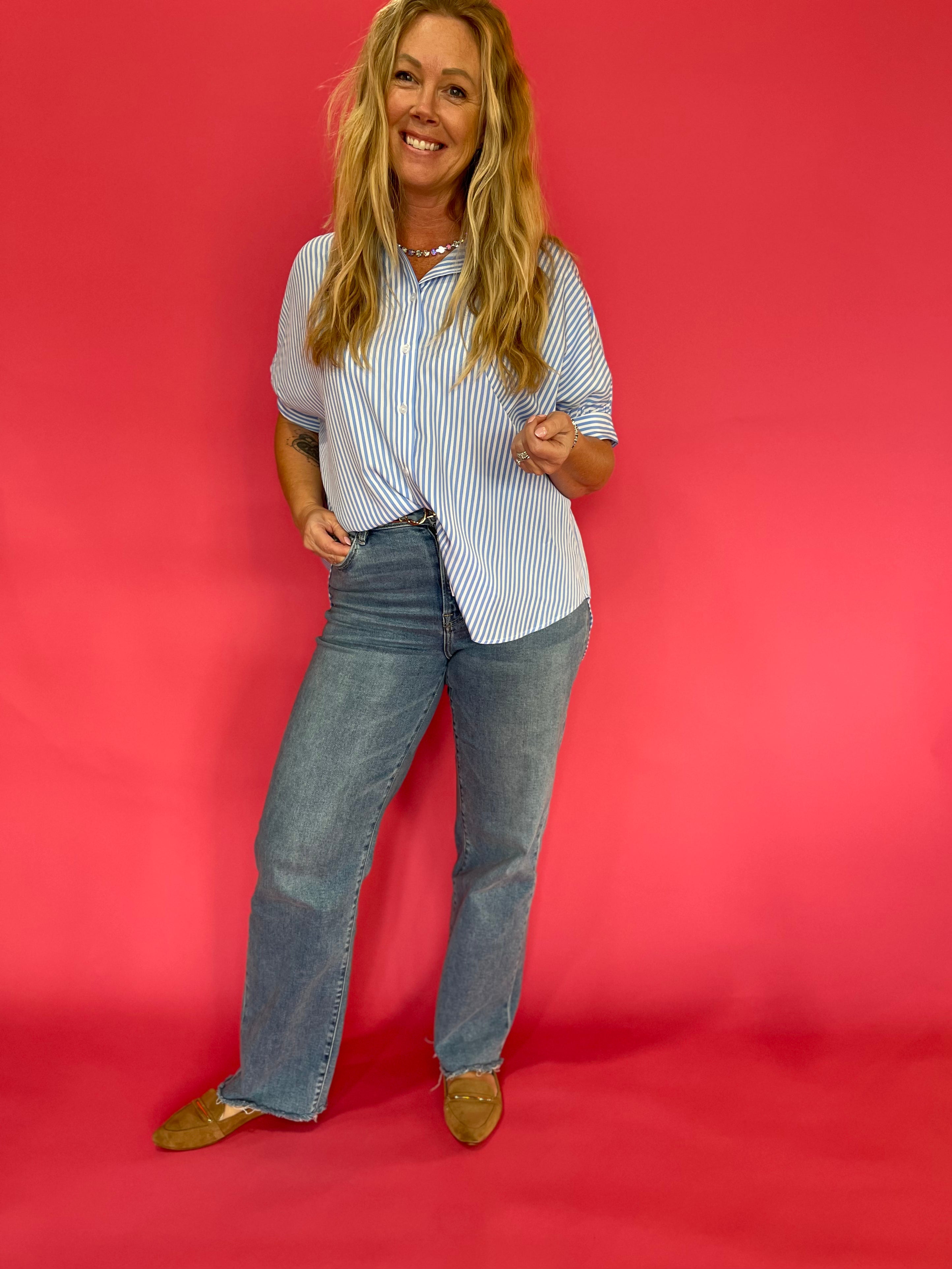 The Do-It-All Oversized Button Down in Blue