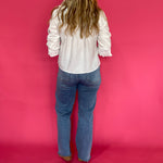 Ruffle Hour V-Neck Blouse in White