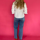 Ruffle Hour V-Neck Blouse in White