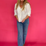 Ruffle Hour V-Neck Blouse in White
