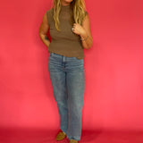 Sheer Genius Plisse Mock Neck Blouse in Mocha