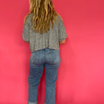Short Sleeve Button Knit Top