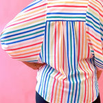 Cheryl Multi Colored Striped Button Down Blouse