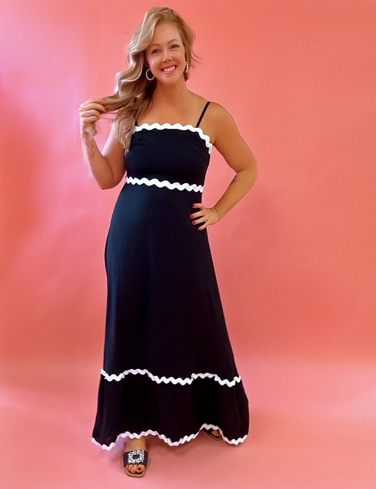 Marina Camisole Lace Sleeveless Dress in Black