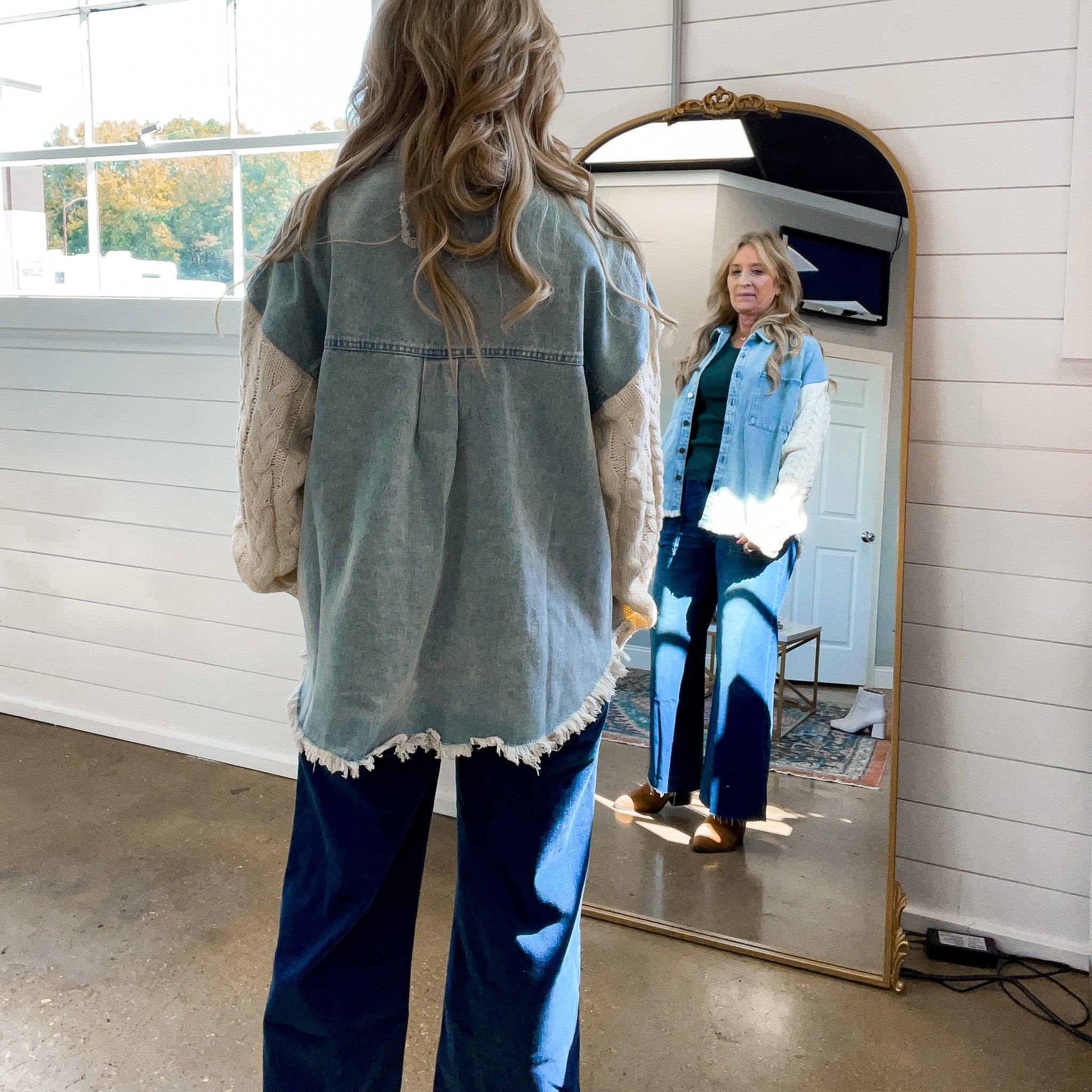 Thinking Out Loud Contrast Sleeve Jacket in Denim