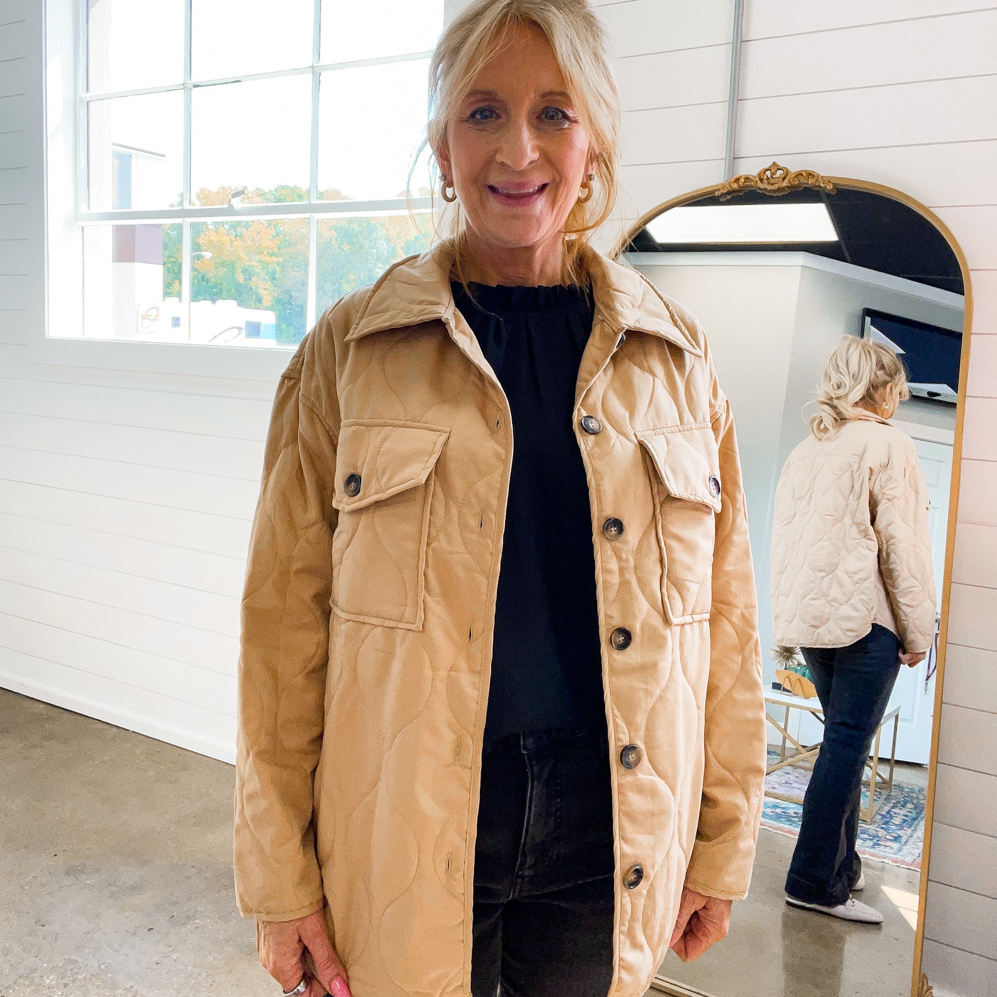 Cormac Quilted Lightweight Jacket in Taupe