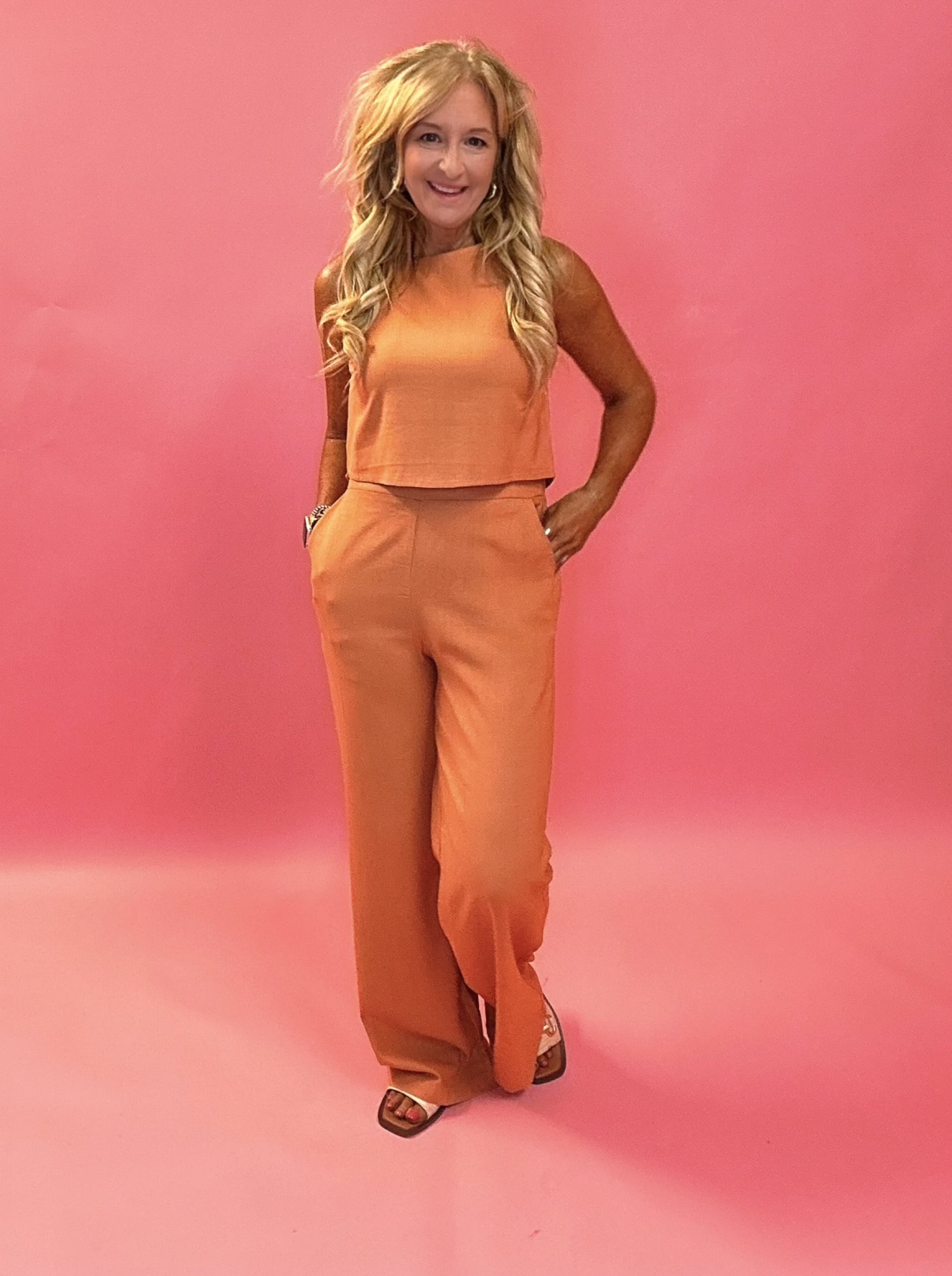 Torrey Sleeveless Top in Tangerine