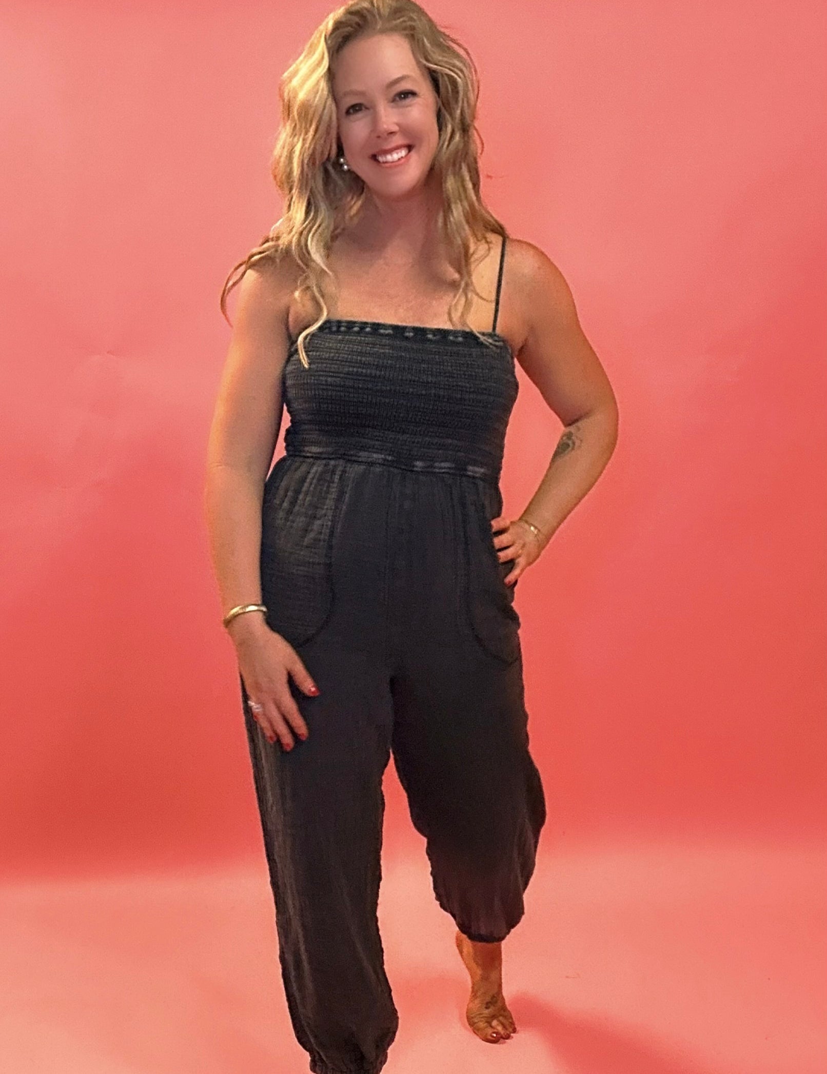 Santos Gauze Jumpsuit in Black