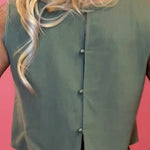 Linen Back Button Detail Crop Top and Pants in Sage