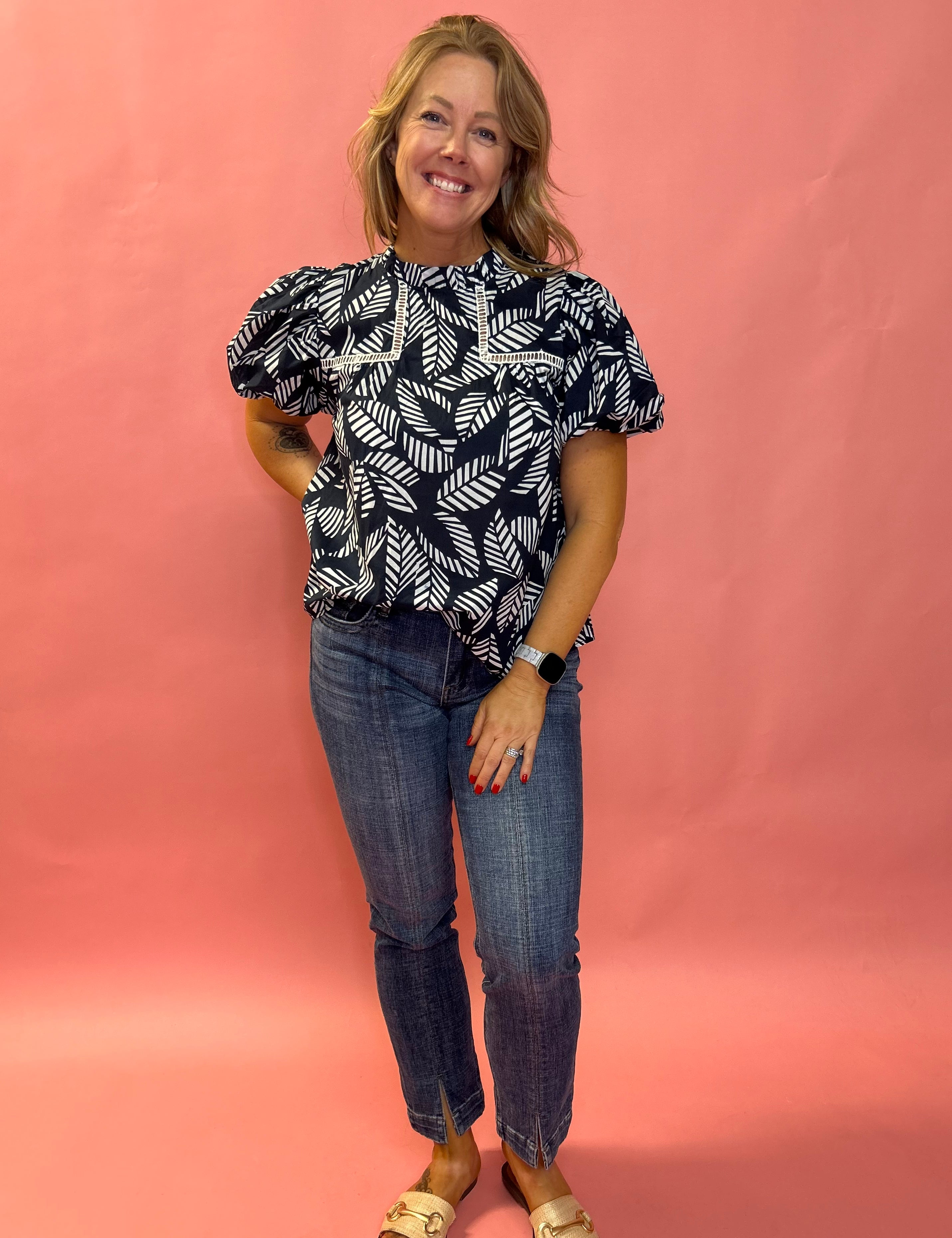 Danika Short Sleeve Top in Navy