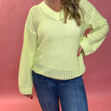 Kiami Crochet Sweater in Lime Green