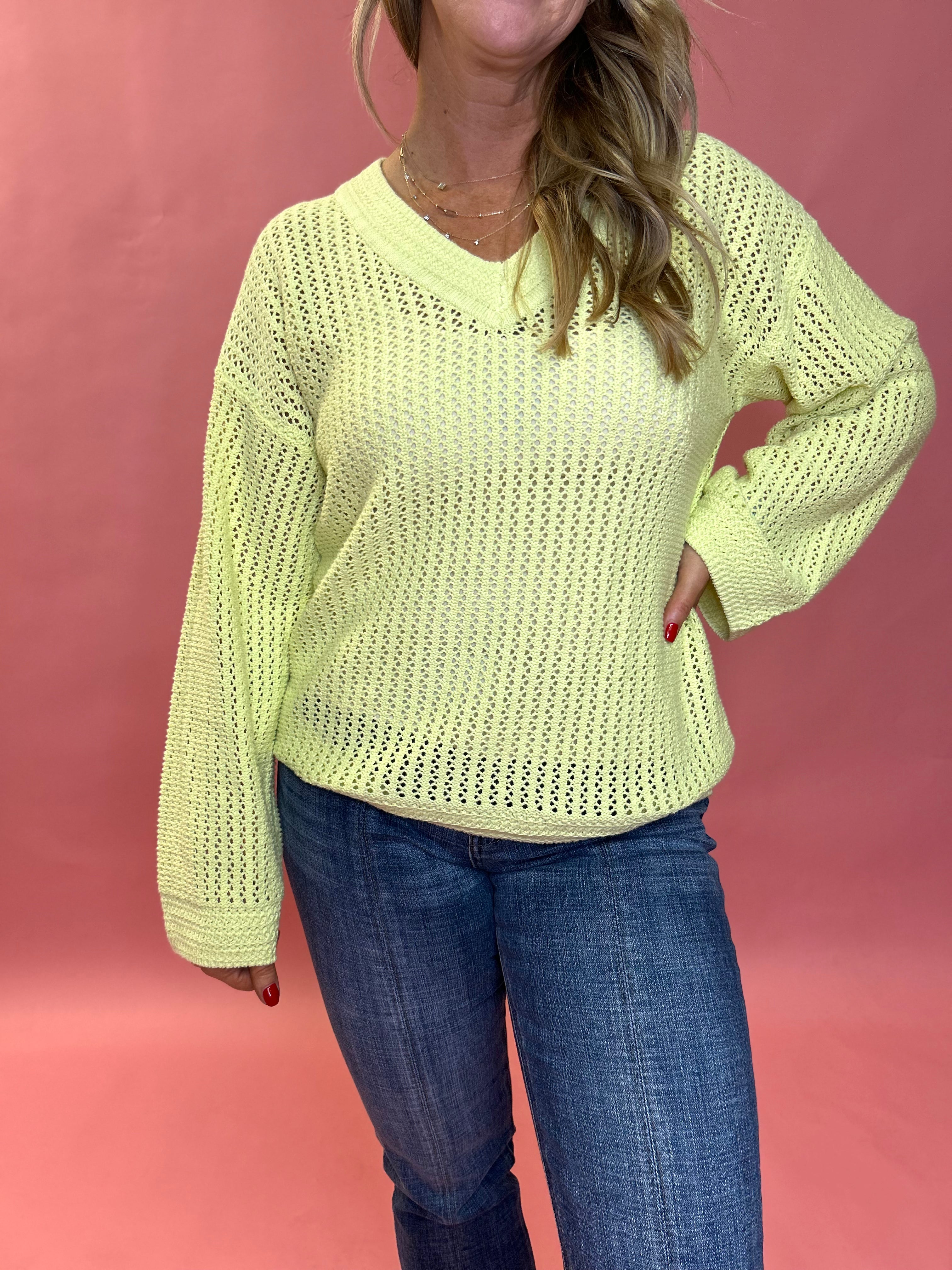 Kiami Crochet Sweater in Lime Green