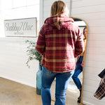 Lydia Plaid Sherpa Jacket in Burgundy